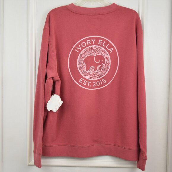 Ivory Ella Sweatshirt Women Large Classic Crewneck Organic Cotton Elephant New - Picture 3 of 12